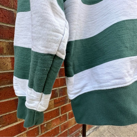 Arizona Jean Co Y2K Rugby Striped 1/4 Button Collar Green White Long Sleeve M - Picture 9 of 17